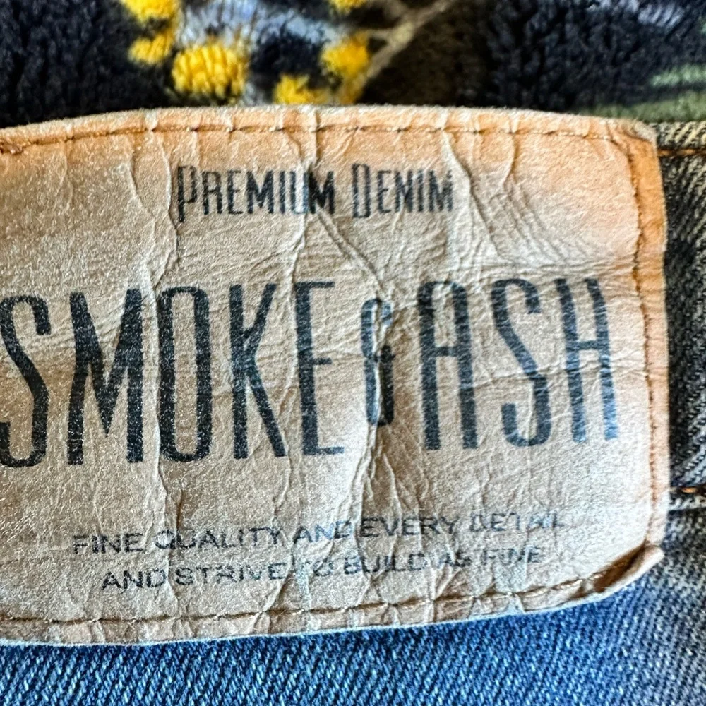 Smoke & Ash Moto Jeans 🔥 Distressed Skinny Denim 34x32 Stretch